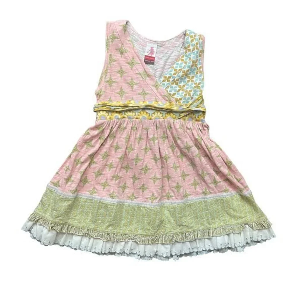 Matilda Jane Girls Serendipity 100% Cotton Pink Spring Joanna Wrap Dress Size 4‎